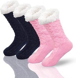 SEVENS Non-Skid Women’s Fleece Lined Socks, 2-Pack