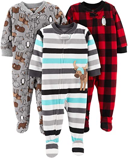 Simple Joys by Carter’s Gripper Footie Pajamas For Kids, 3-Pack