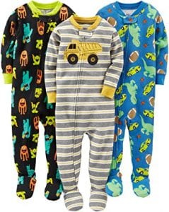 Simple Joys By Carter’s Flame Resistant Footie Pajamas For Kids, 3-Pack