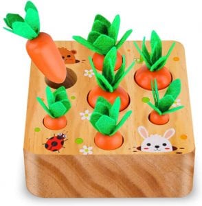 SKYFIELD Developmental Wood Carrot Toy For 6-Month-Old Girls