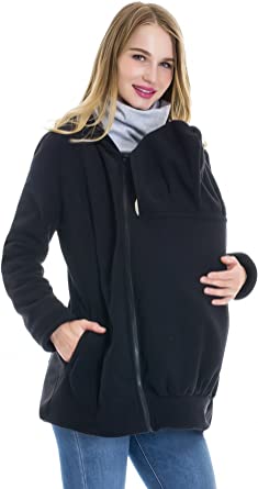 Smallshow Women’s Fleece Maternity Baby Carrier Sweatshirt Jacket