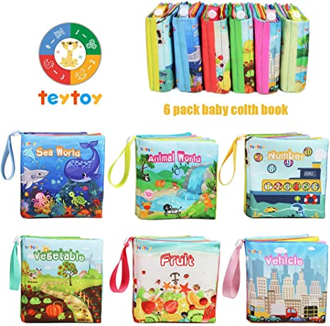teytoy Washable Soft Books Toys For 6-Month-Old Girls, 6-Pack