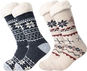 Treehouse Knits Non-Slip Fleece Socks For Women, 2-Pack