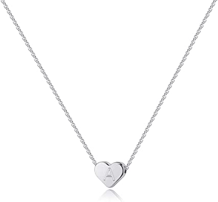 Turandoss White 14-Karat Gold Heart Alphabet Initial Necklace
