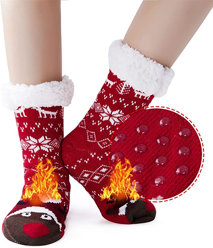 Uideazone Holiday Women’s Fleece Slipper Socks