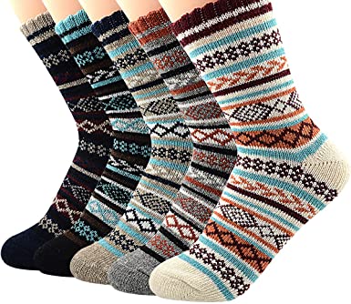 Zando Womens’ Merino Wool Boot Socks, 5 Pairs
