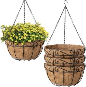 Amagabeli Metal Hanging Planter Basket With Coco Coir Liner, 2-Pack