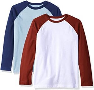 Amazon Essentials Lightweight Boys’ Long-Sleeve Baseball Shirts, 2-Pack