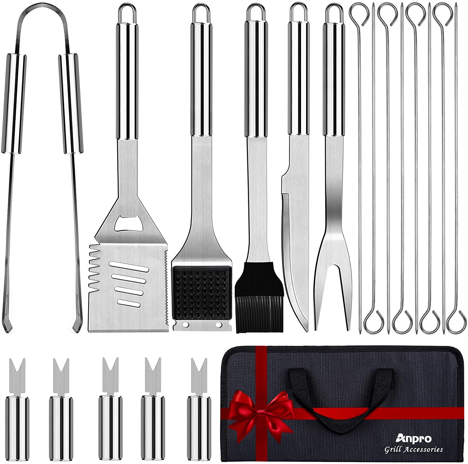 Anpro Stainless Steel Barbecue Tool Set, 21-Piece