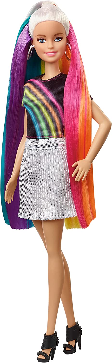 Barbie️ Rainbow Glitter Hair Doll For 7-Year-Old Girls