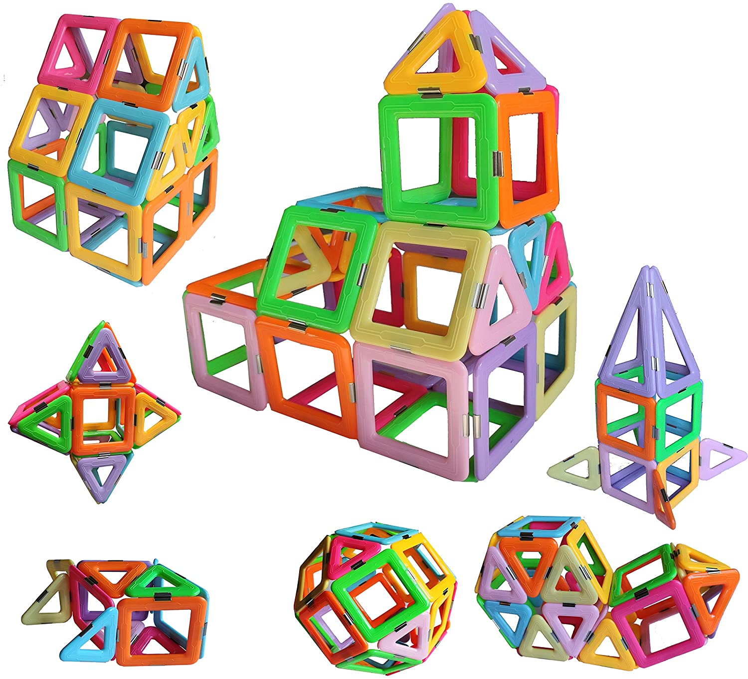 Dreambuildertoy Multi-Shape Magnetic Block Set, 40-Piece