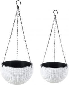 Foraineam Outdoor Self-Watering Hanging Basket Planters, 2-Pack