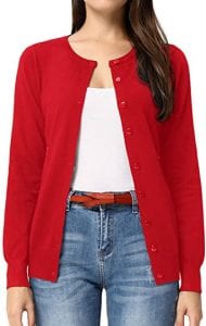GRACE KARIN Breathable Buttoned Women’s Red Cardigan