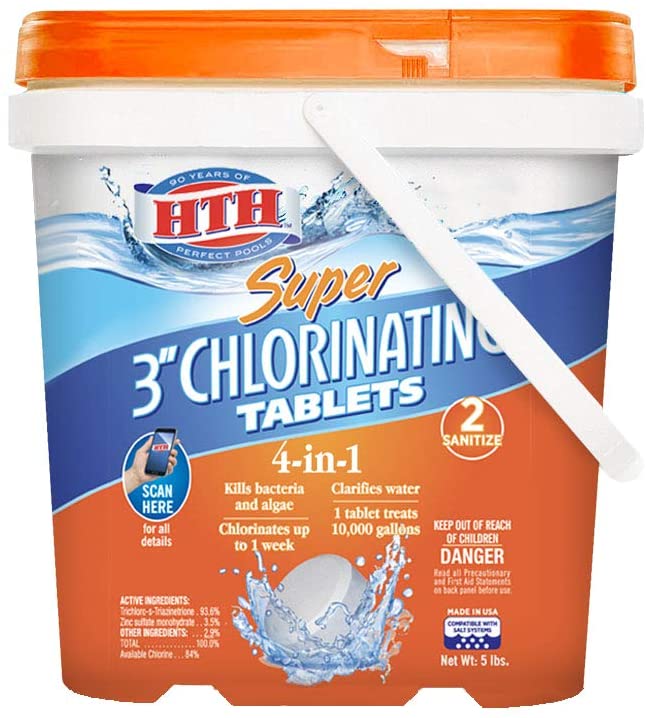 HTH Sanitizing 4-In-1 Chlorine Pool Tablets, 3-Inch
