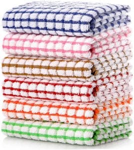 LAZI Machine Washable Absorbent Kitchen Towels, 6-Pack