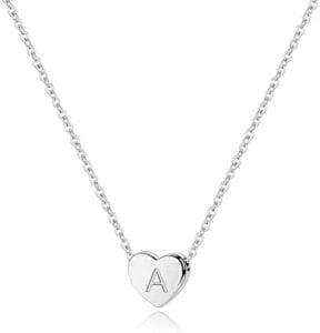 M MOOHAM S925 Sterling Silver Heart Initial Necklace