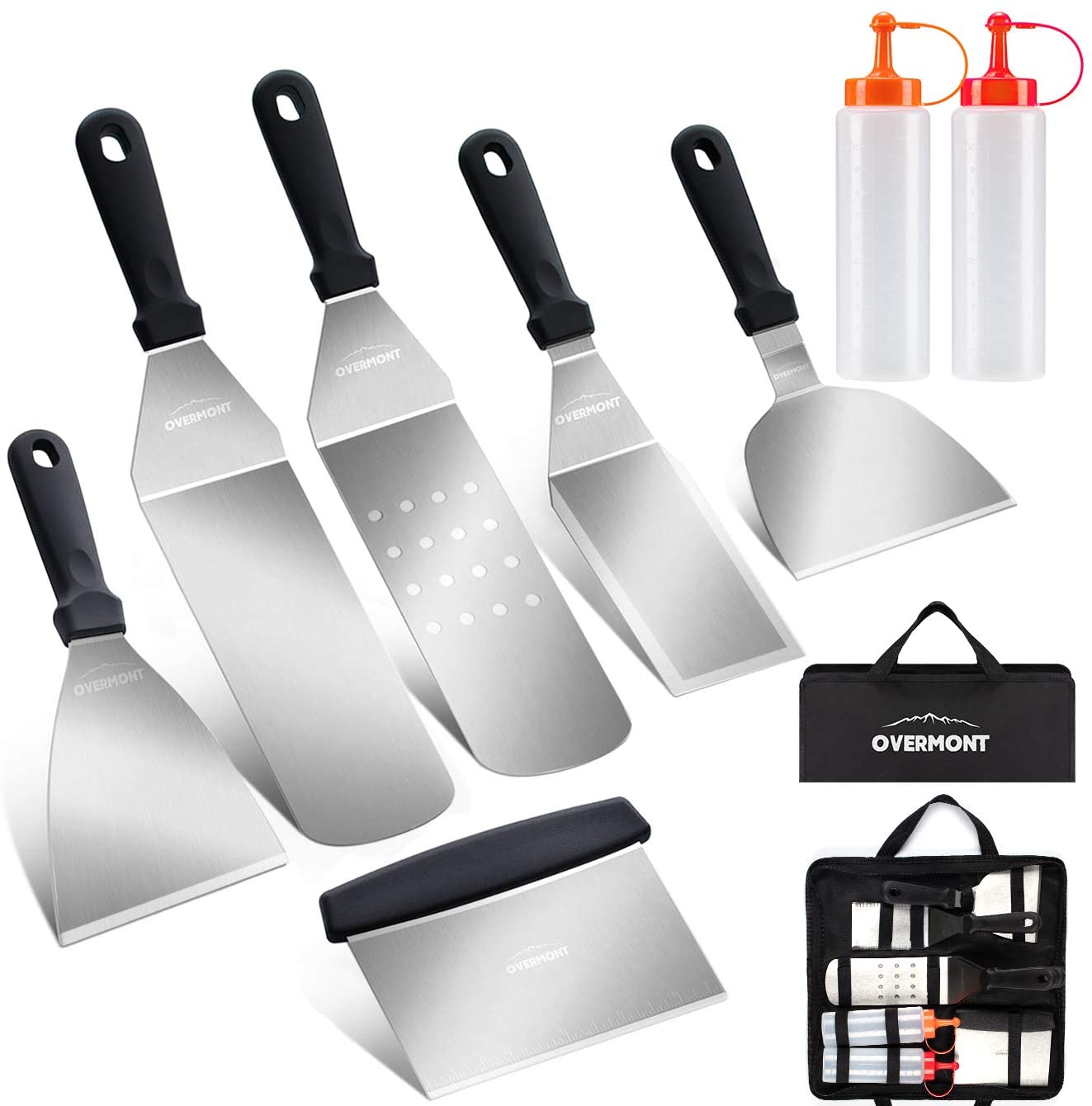 Overmont Flat Top Barbecue Tool Set, 8-Piece