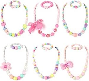 PinkSheep Beaded Necklace & Bracelet, 6-Sets