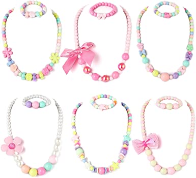 PinkSheep Beaded Necklace & Bracelet, 6-Sets