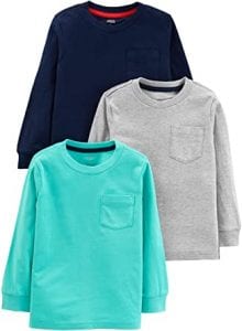 Simple Joys by Carter’s Ribbed Neck Boys’ Long-Sleeve T-Shirts, 3-Pack