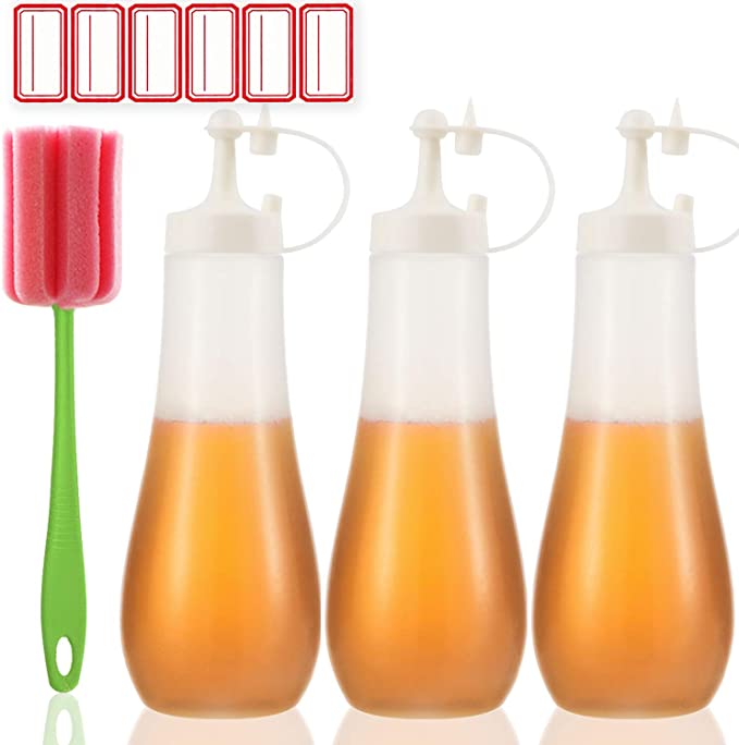 SUJUDE Anti-Leak Squeeze Bottles For Sauces, 3-Pack