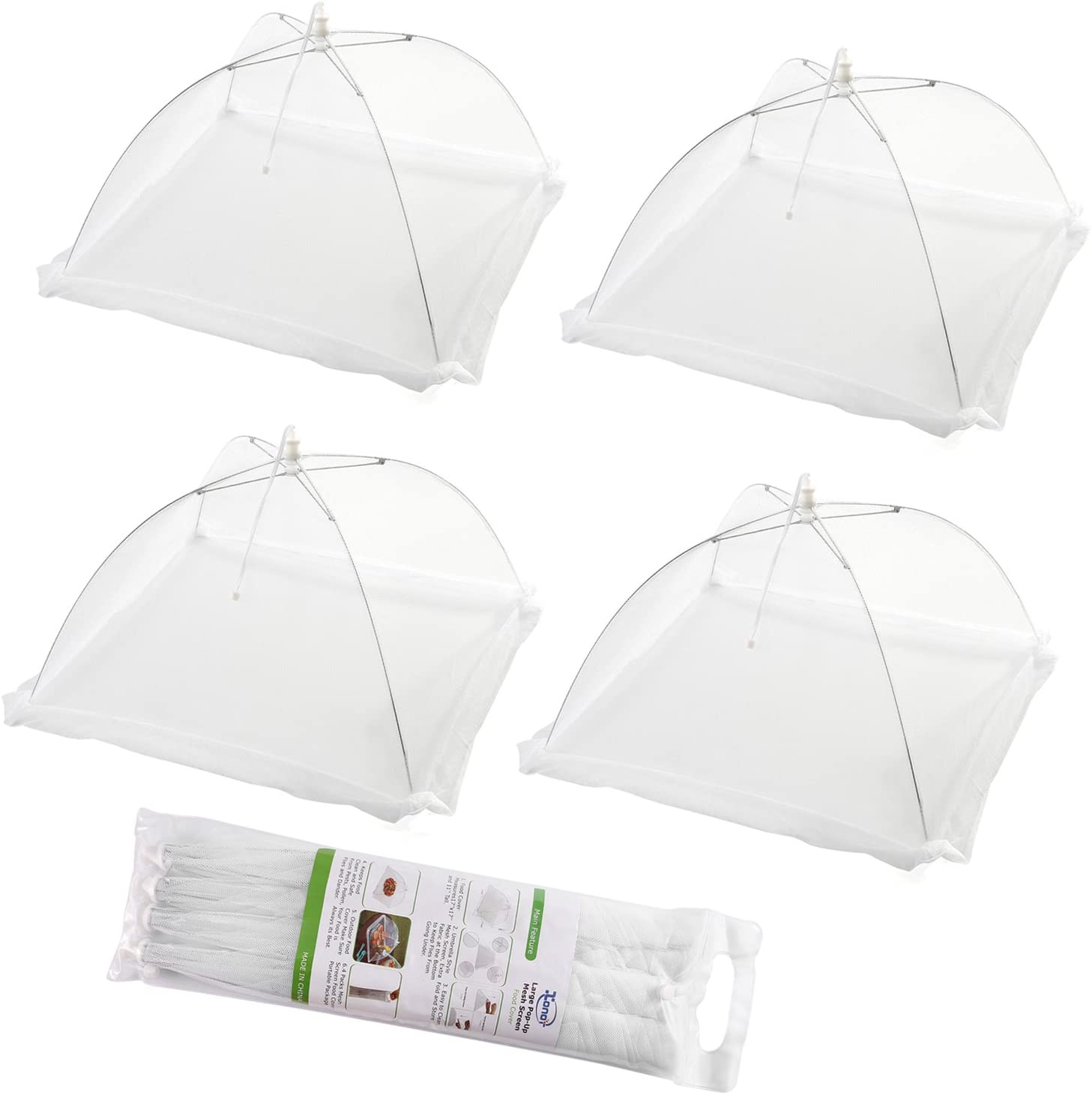 XONOR Transparent Easy Store Outdoor Food Covers, 4-Pack