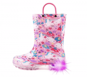 HugRain Light-Up Girls’ Rain Boots Size 1