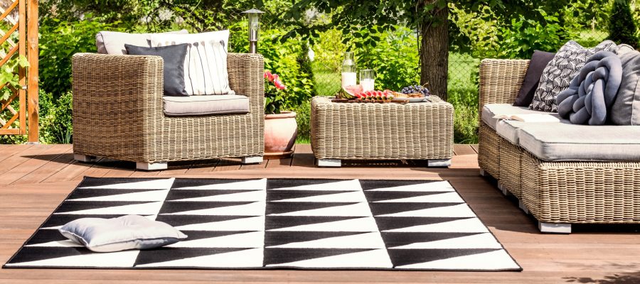 Picnic Kohree Outdoor Rugs Reversible Mats 6x9 Waterproof Easy to Clean Fade Resistant Non-Slip RV Outdoor Rugs for Patio Black & White Backyard Beach Camping Deck Trailer 