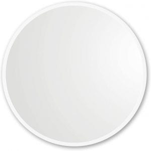 Better Bevel 24-Inch White Rubber Framed Circle Mirror