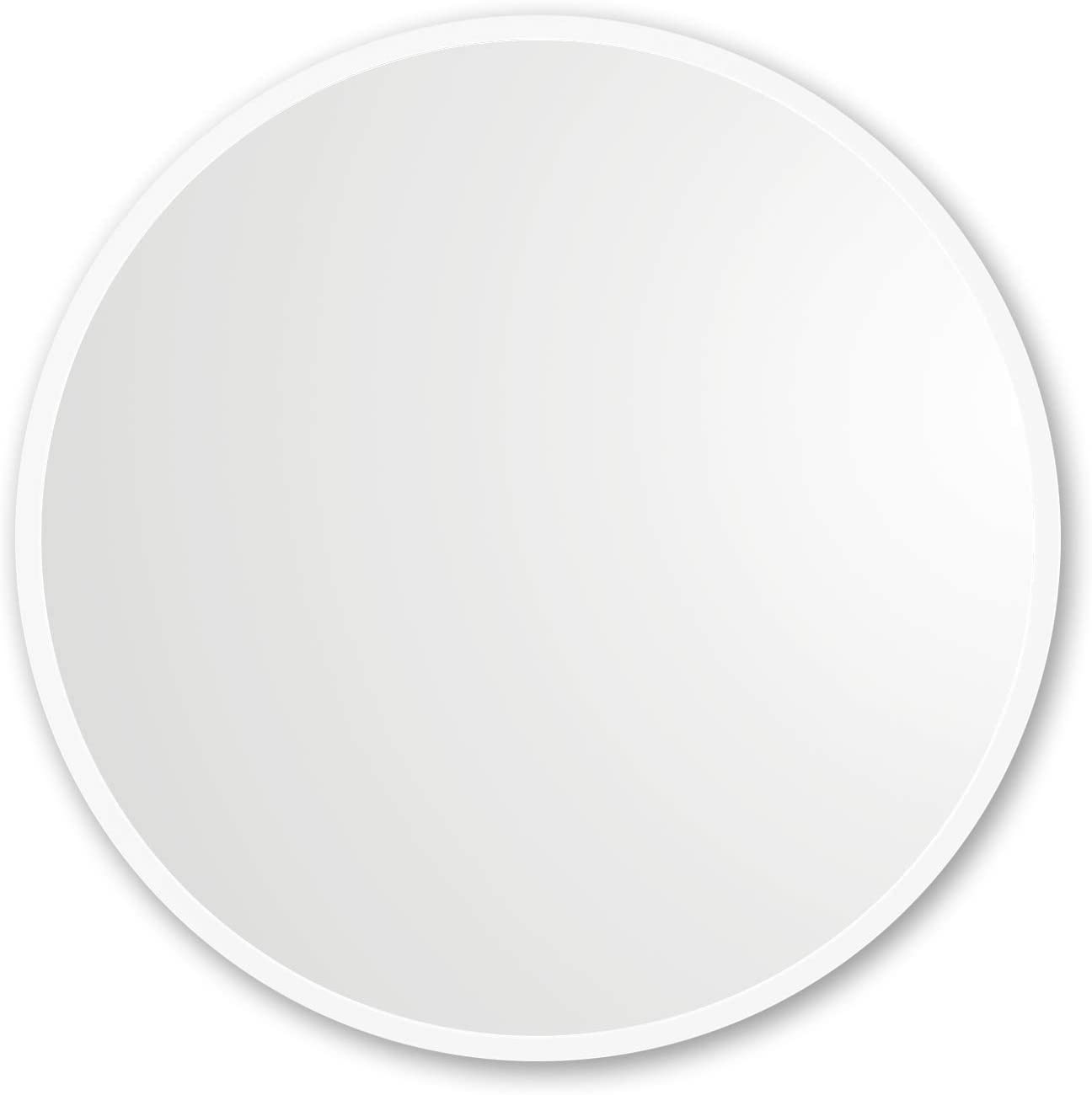 Better Bevel 24-Inch White Rubber Framed Circle Mirror