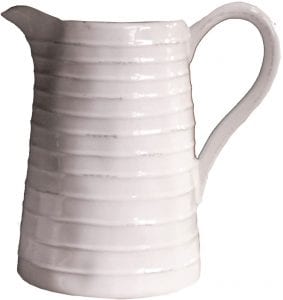 Creative Co-Op White Ceramic Pitcher, 48-Ounce