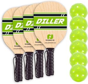 Diller Pickleball Paddle Set, 4 Player