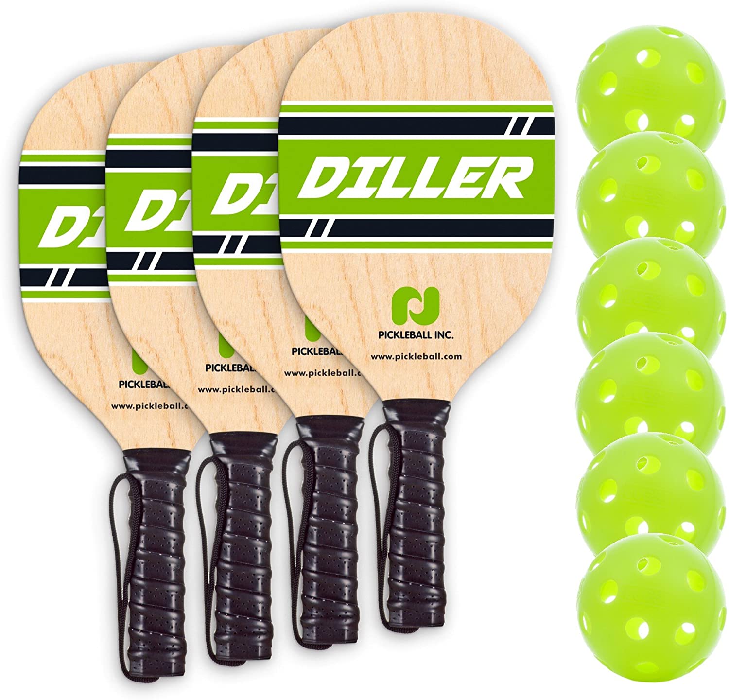Diller Pickleball Paddle Set, 4 Player