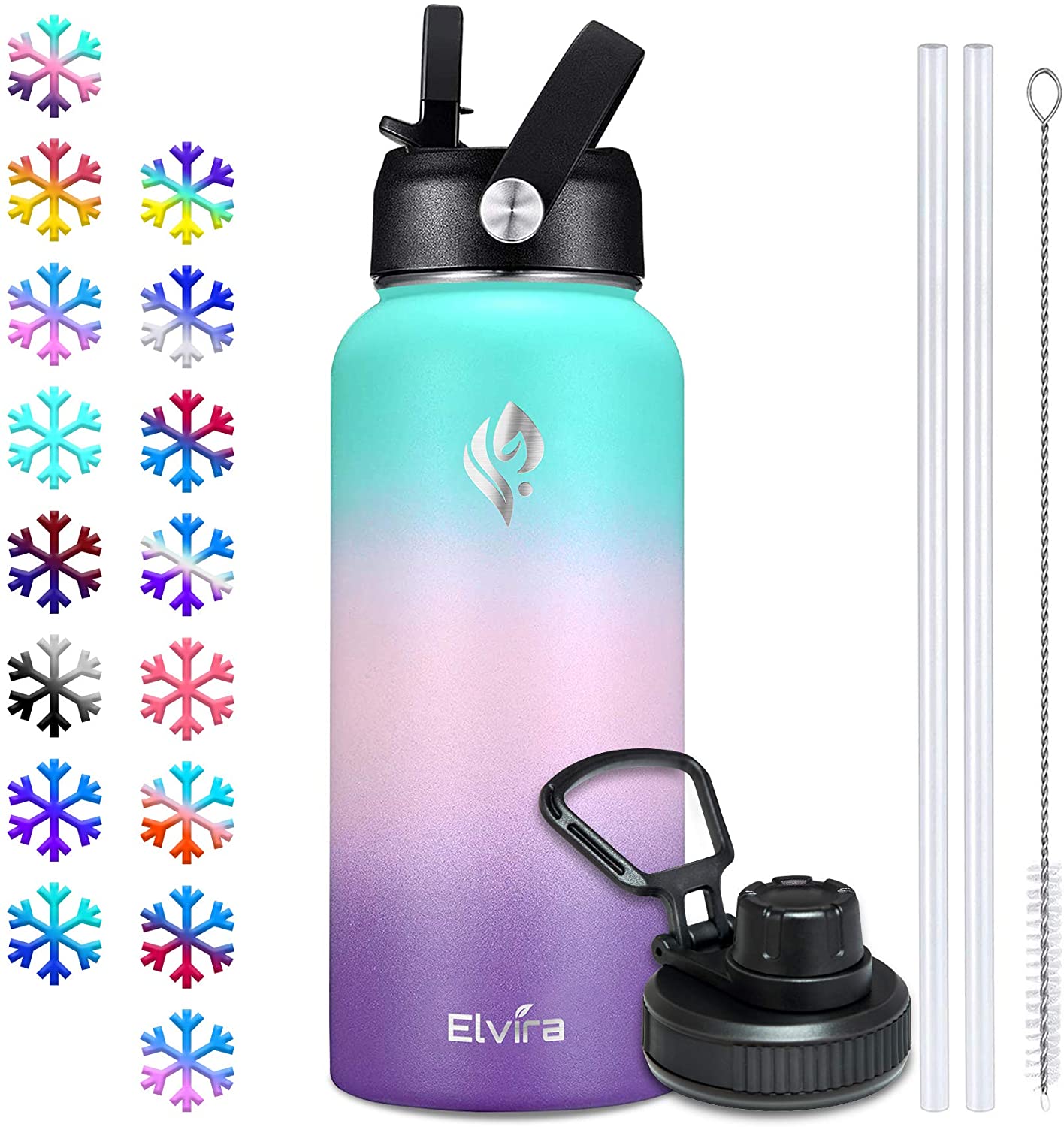 Elvira Non-Toxic Spill-Proof Insulated Water Bottle, 32-Ounce