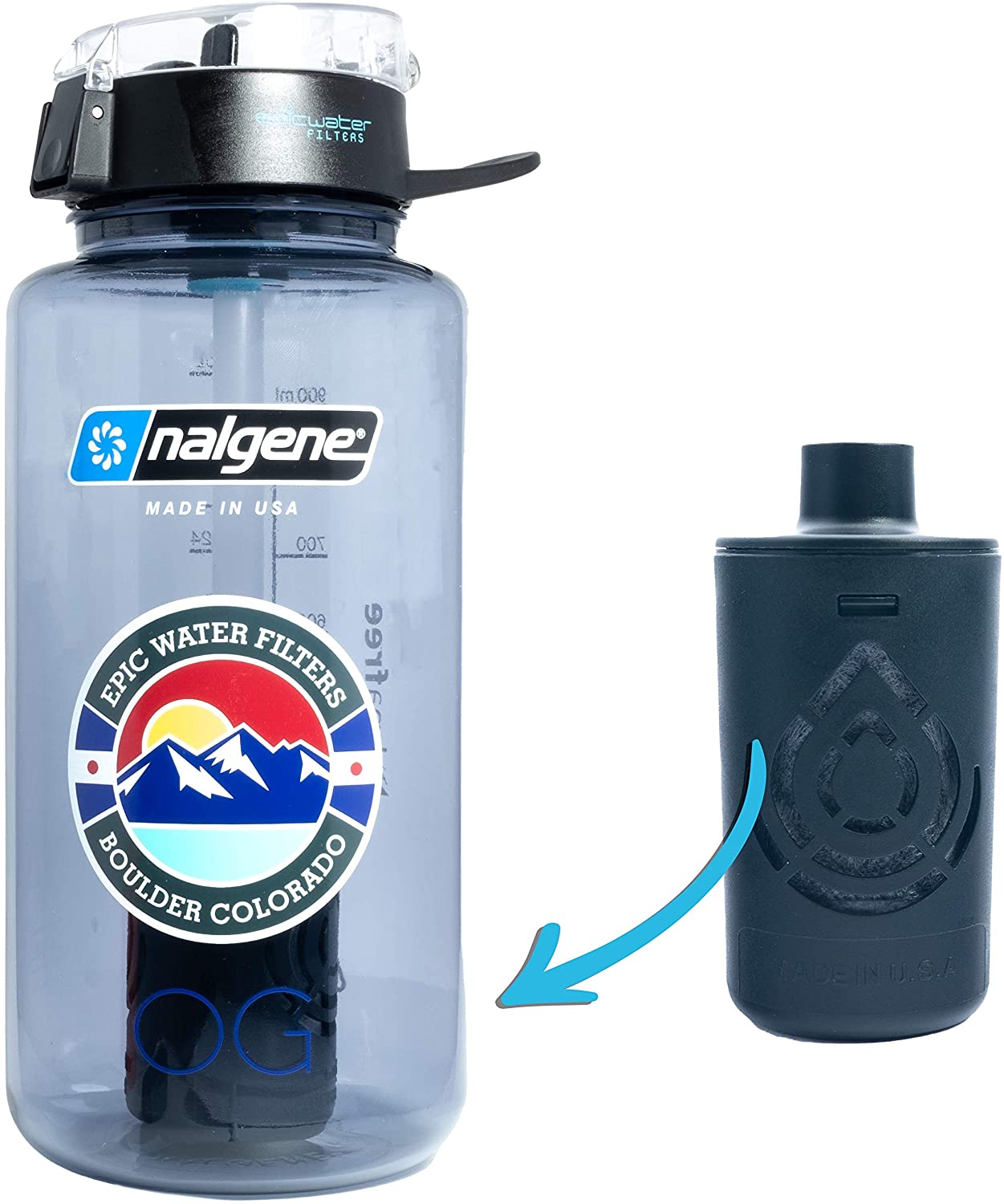 Epic Nalgene Absorbing Water Filter Bottle, 32-Ounce