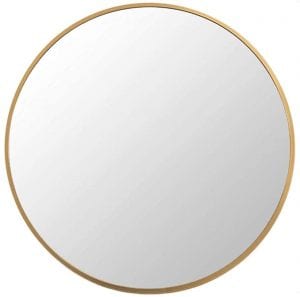 FANYUSHOW 19.7-Inch Modern Brushed Brass Metal Round Mirror