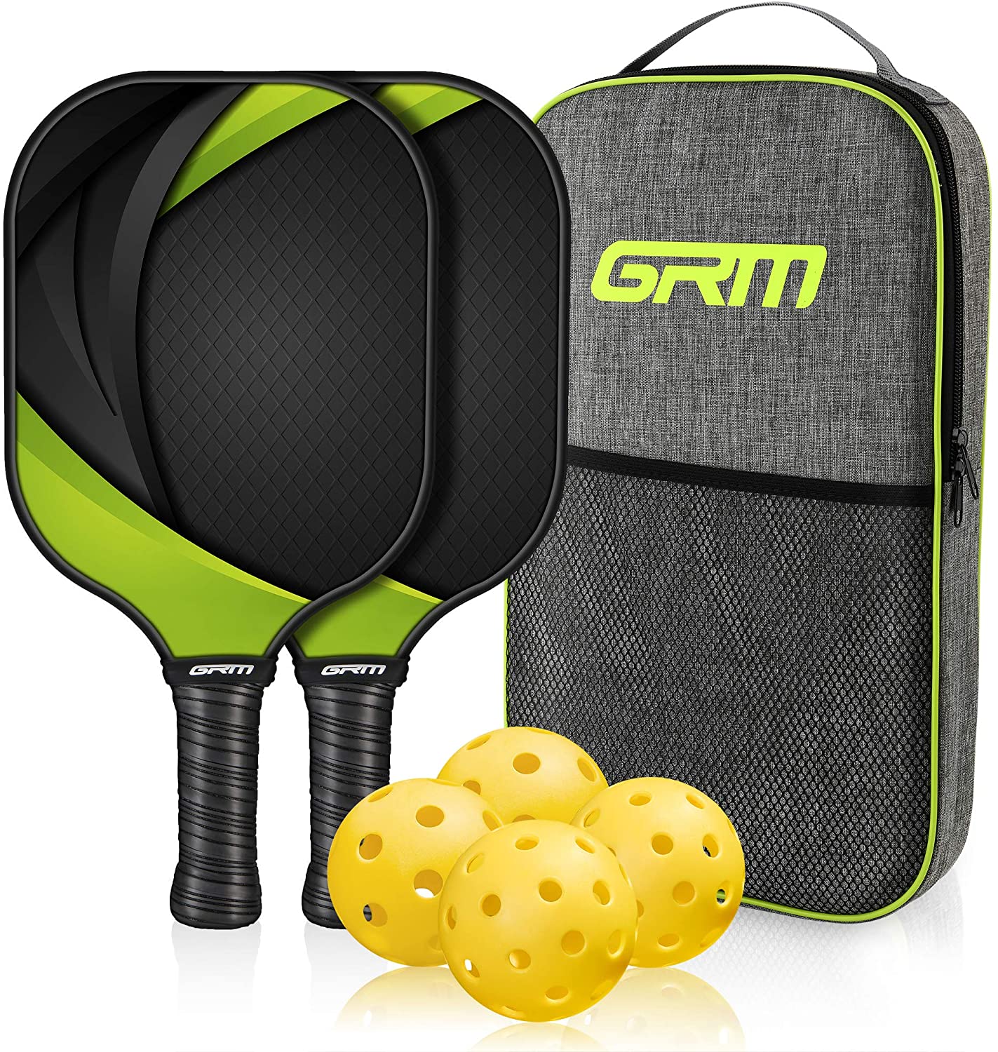 2 Wood Paddles and 4 Indoor Pickleballs Introductory Pickleball Paddle Set 