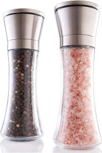 KIBAGA Manual Glass Salt And Pepper Grinder Set