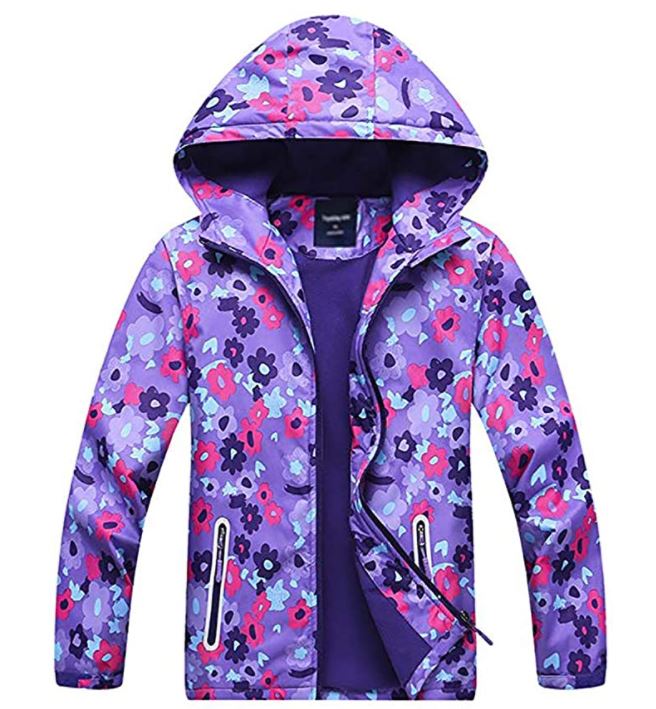 decathee Boys Girls Rain Jackets Waterproof Lightweight Hooded Raincoats Lined Softshell Windbreakers for Kids 
