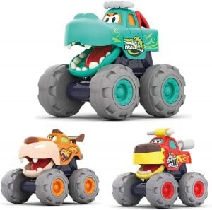 MOONTOY Eco-Friendly Fun Trucks For 2-Year-Old-Boys, 3-Pack