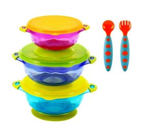 PandaEar Stackable Toddler Suction Bowl, 3-Pack