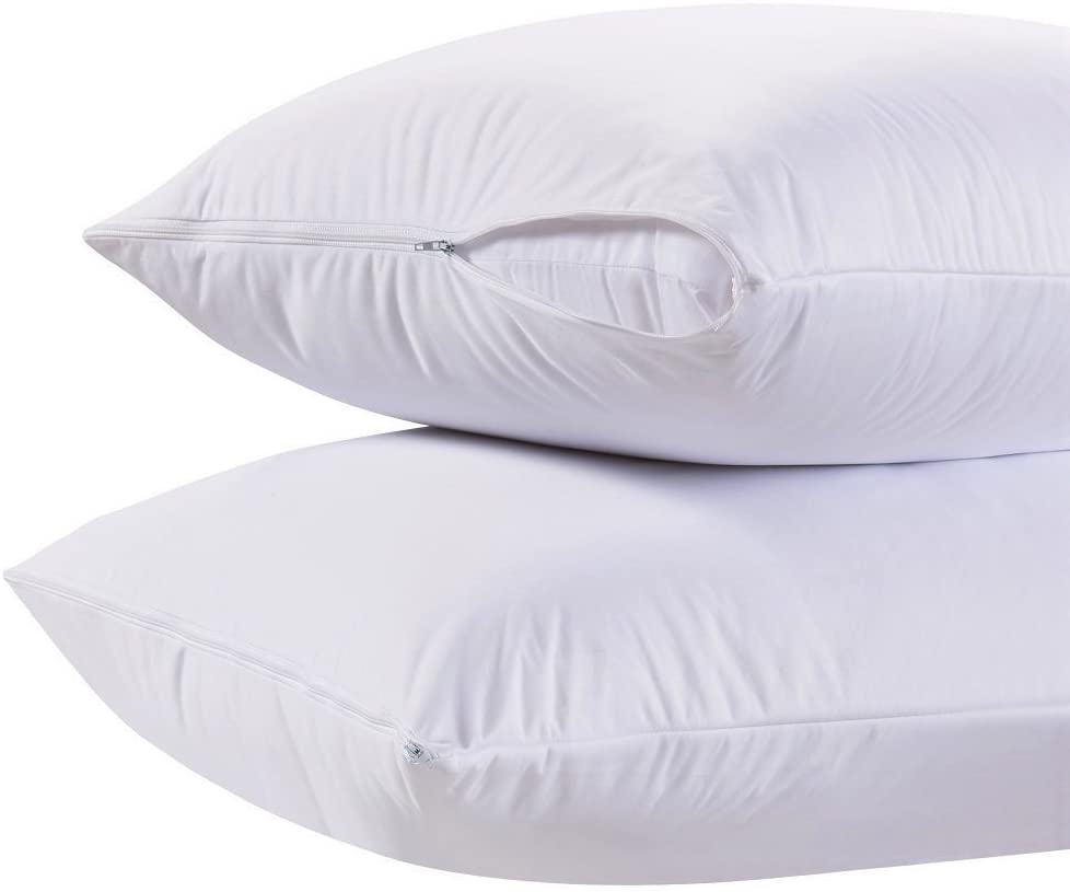 White Classic Machine Washable Pillow Protectors, 2-Pack