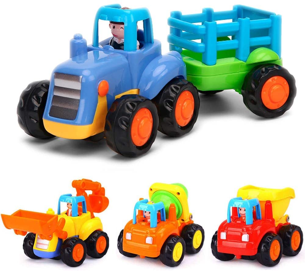 Yiosion Educational Construction Trucks For 2-Year-Old-Boys, 4-Pack
