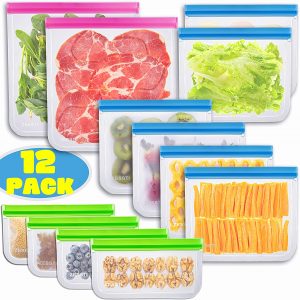 ZESSTI Non-Toxic Silicone Food Storage Bags, 8-Pack