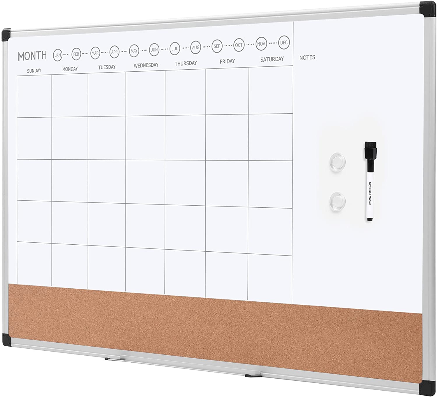 Amazon Basics Dry Erase & Cork Calendar Board