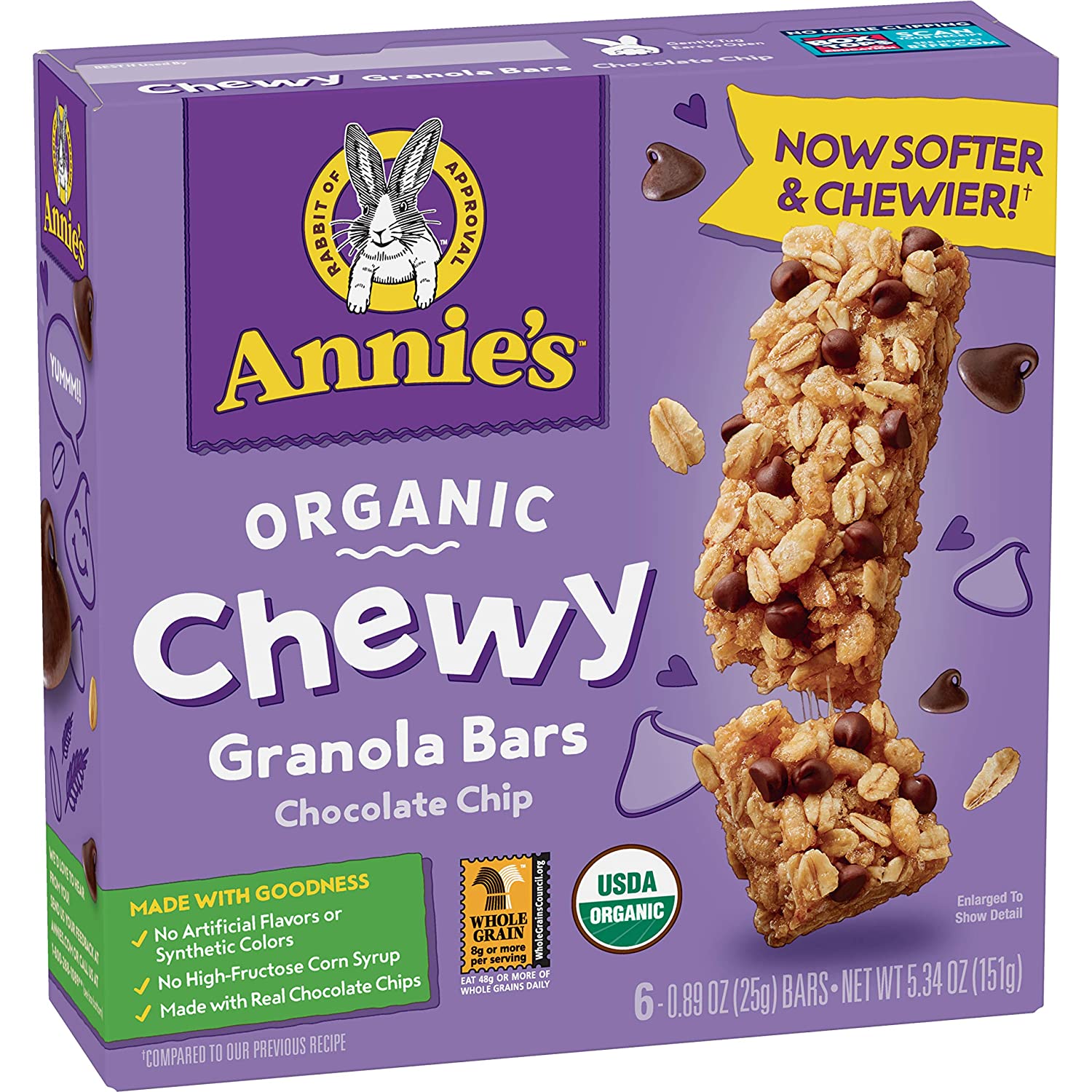 Annie’s Organic Chewy Chocolate Chip Granola Bars, 6-Count