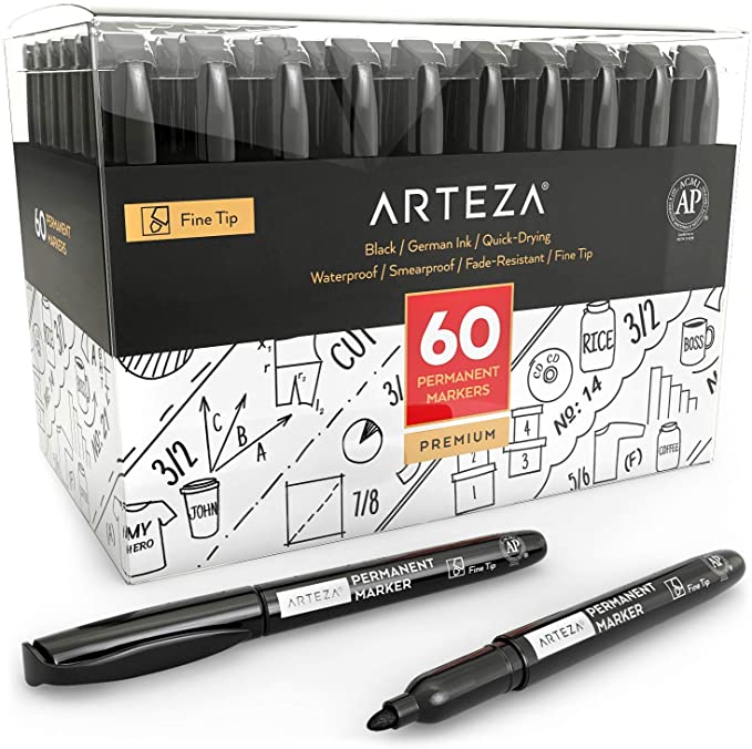 Arteza Chisel Tip Permanent Markers, 36-Count