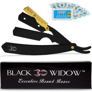 Black Widow Grooming Anti-Rust Straight Edge Razor, 10-Blades