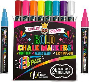 Chalky Crown Non-Toxic Children’s Chalk Markers, 8-Count