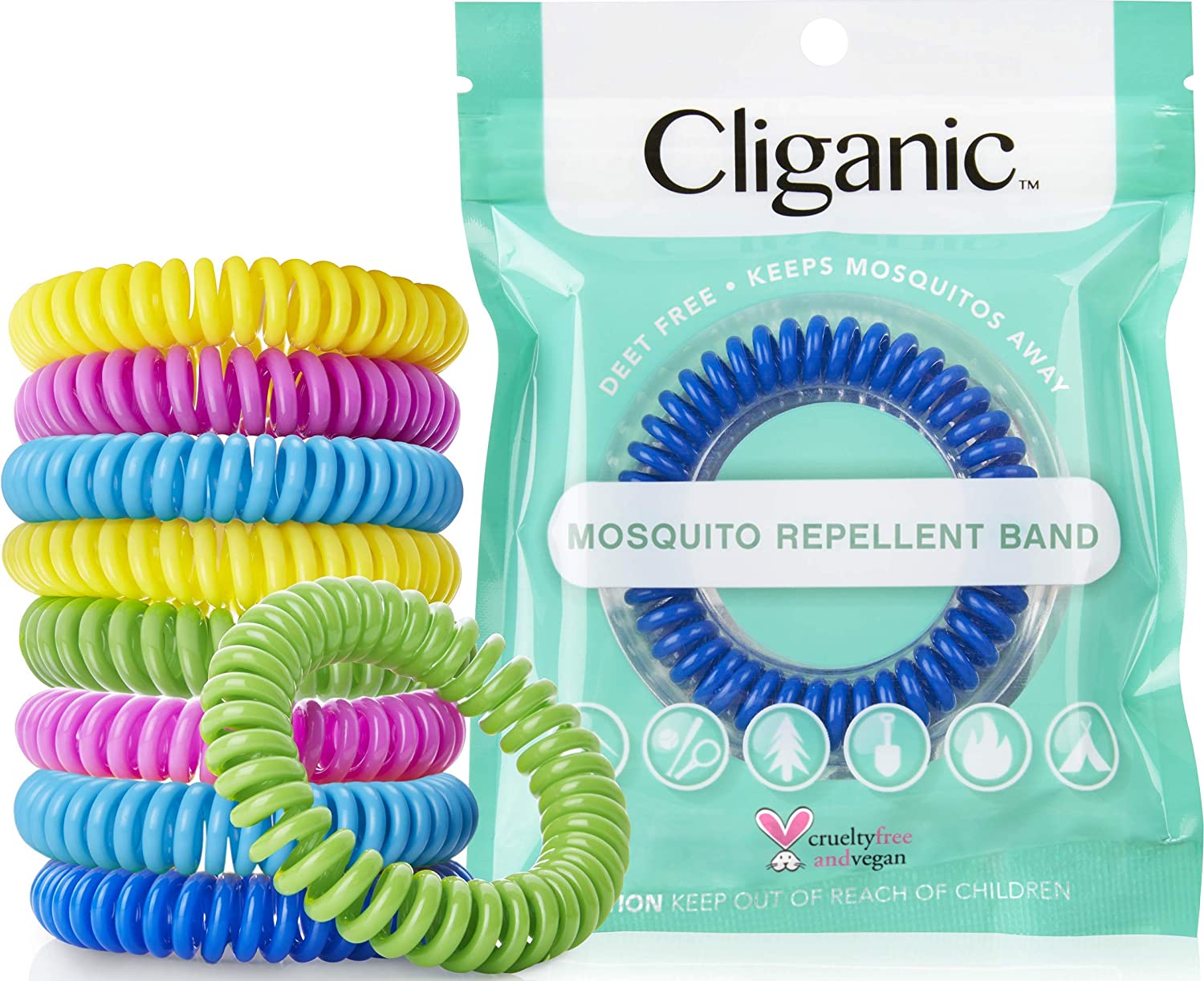 Cliganic Cruelty-Free Mosquito Repellent Bracelets, 10-Pack
